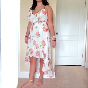 Heart Soul Beautiful Floral Ruffle Draped Summer Dress